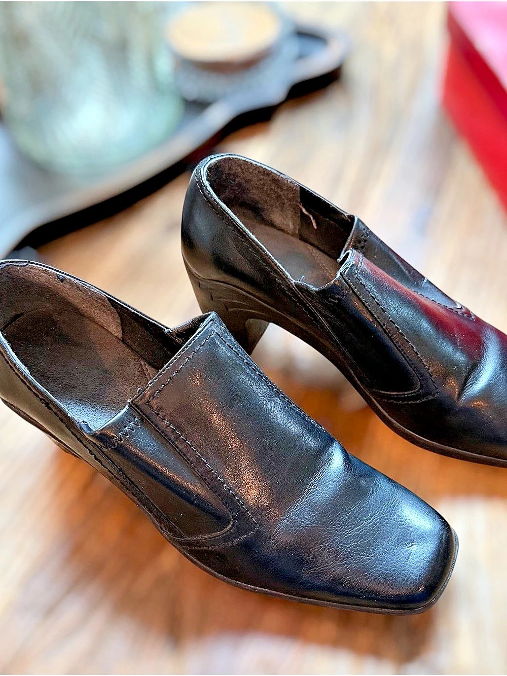 Aerosoles Pine Sawyer Black Heeled Slip-On Shoes US 9.5